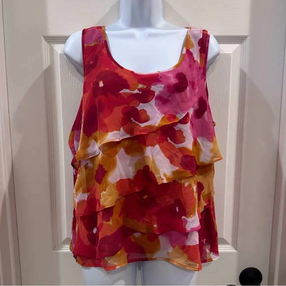 Ruby Rd. Tops - Ruby Rd Floral Layered / Tiered Women's Top Petite Large (PL)